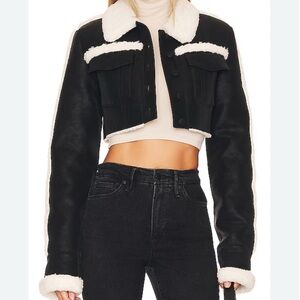 NBD Revolve Dolly Faux Shearling Jacket in Black & Ivory